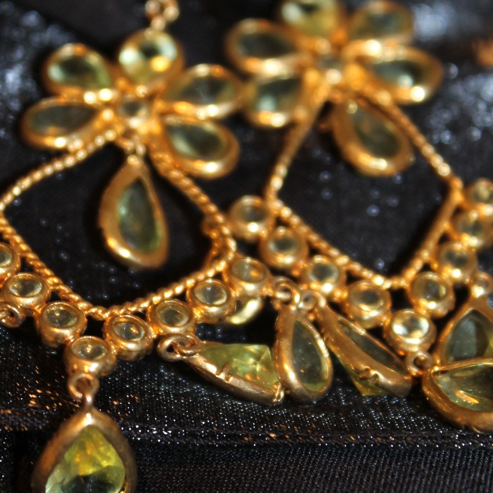 Green Amethyst and 14 karat Gold Plated Earrings